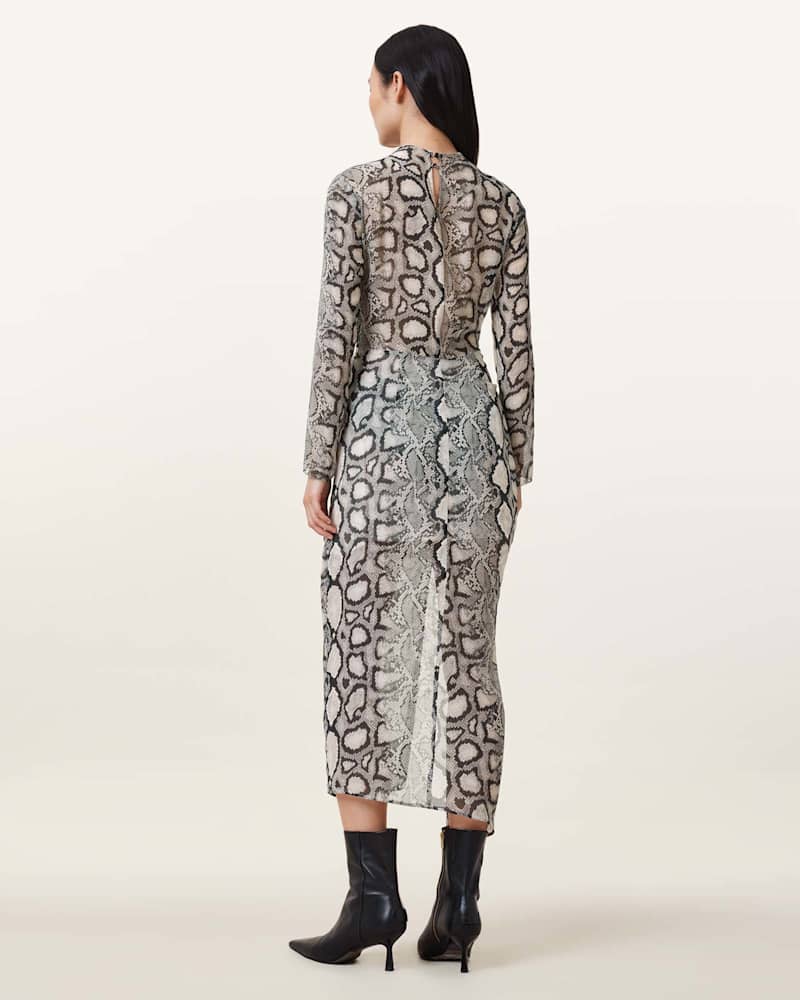 Rizo Snake Print Silk Blend Midi Dress