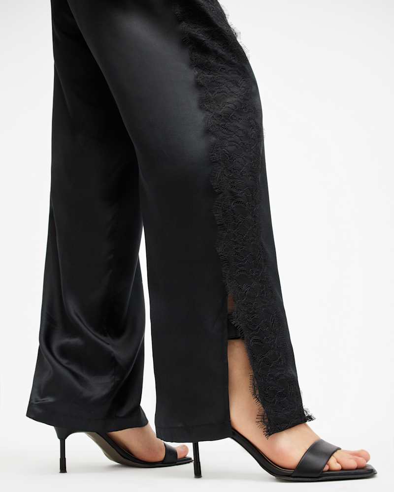 Mari Silk Blend Lace Trim Jumpsuit