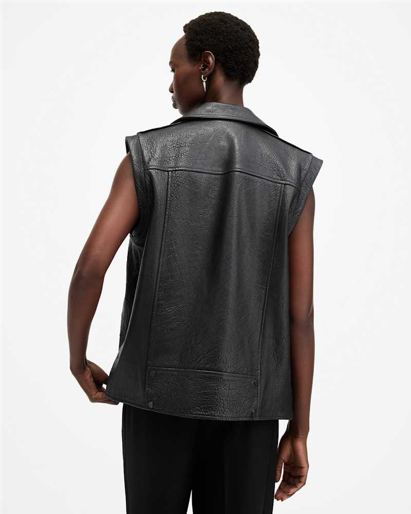 Billie Relaxed Fit Leather Biker Gilet