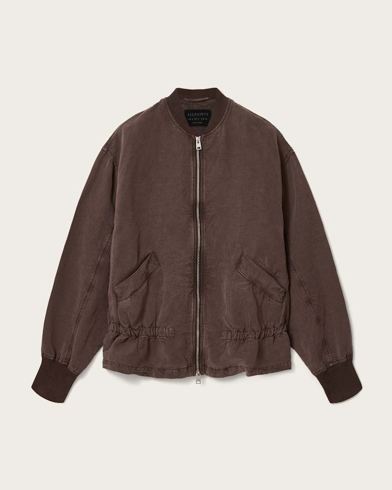 Sofi Linen Blend Drawstring Bomber Jacket