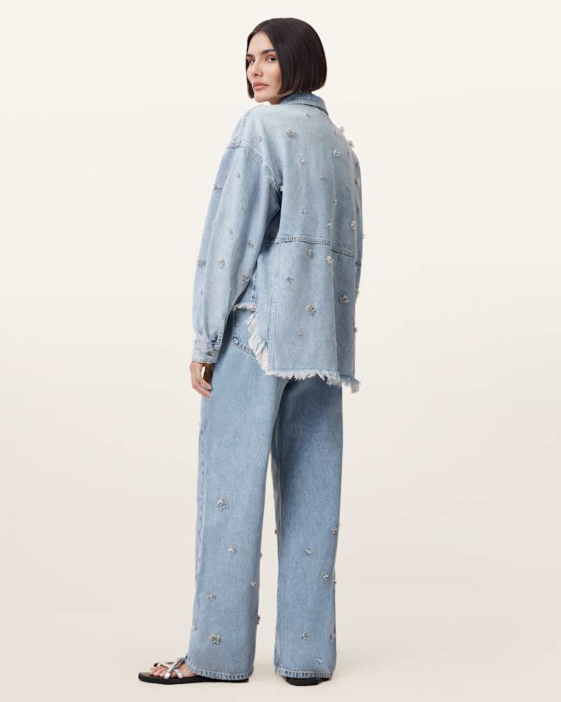 Blake Embellished Wide Leg Denim Jeans