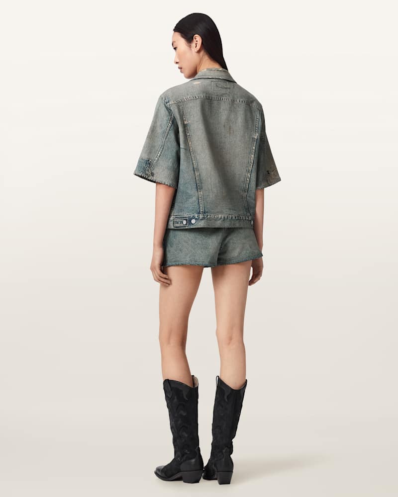Asher Terry High Waisted Denim Illusion Shorts