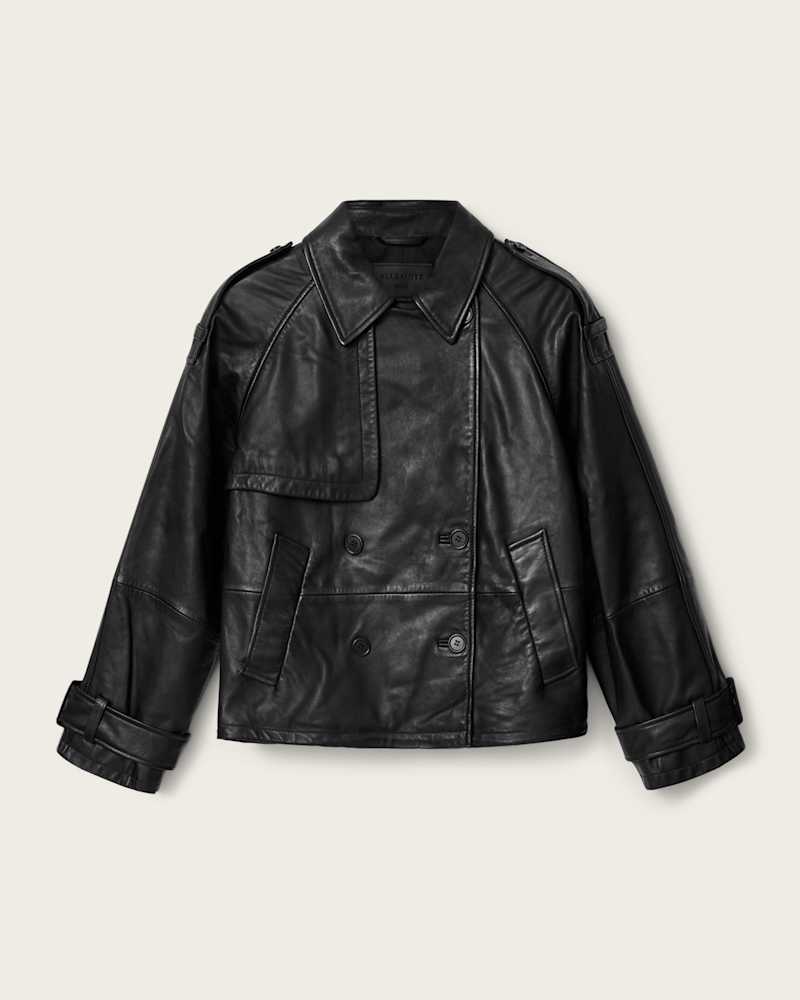 Reya Cropped Leather Mac