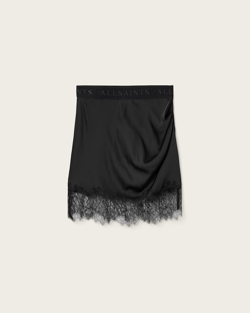 Azar Lace Trim Satin Mini Skirt