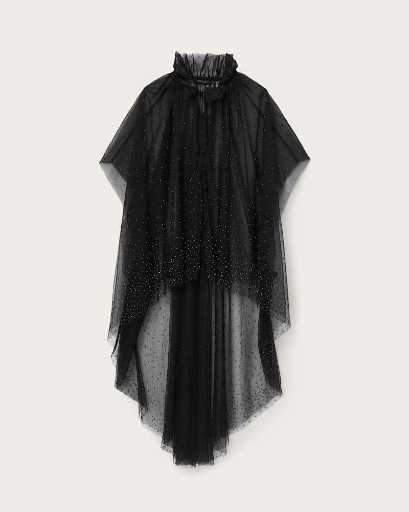 Sez Embellished Tulle Cape