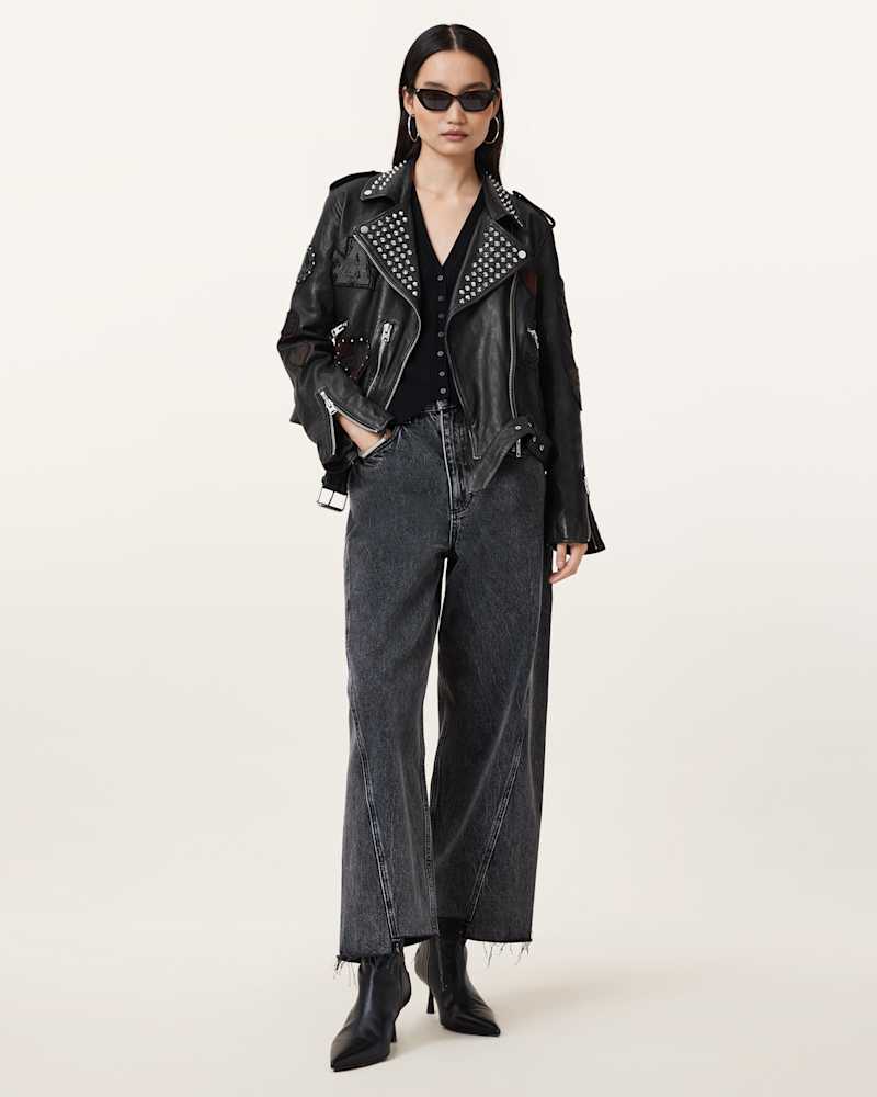 College Leather Biker Jacket