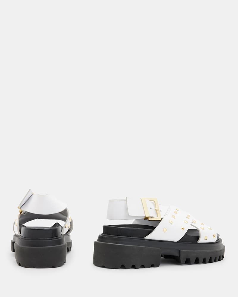 Cosmo Leather Studded Crossover Sandals