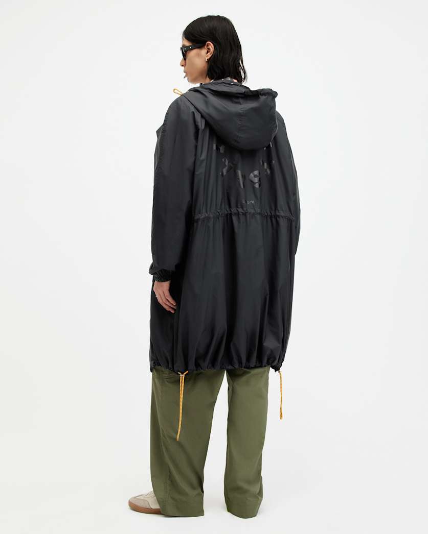 Tierra Lightweight Logo Print Parka Coat