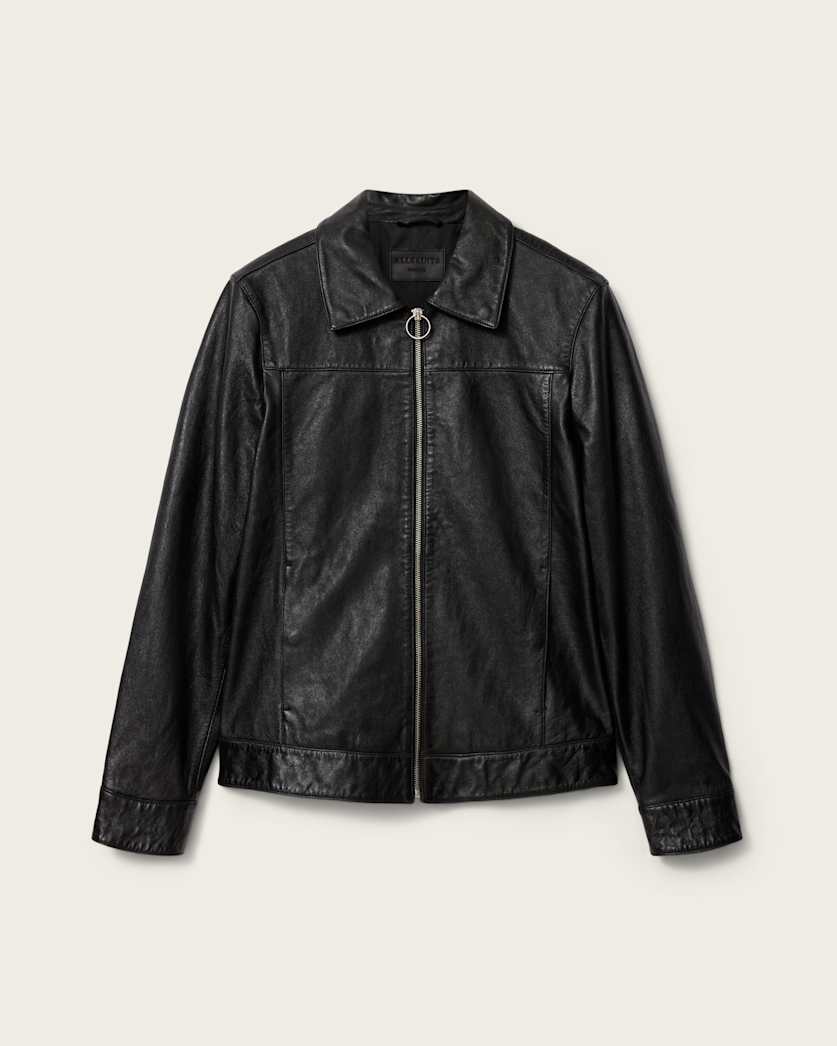 Alkan Zip Up Two Tone Leather Jacket