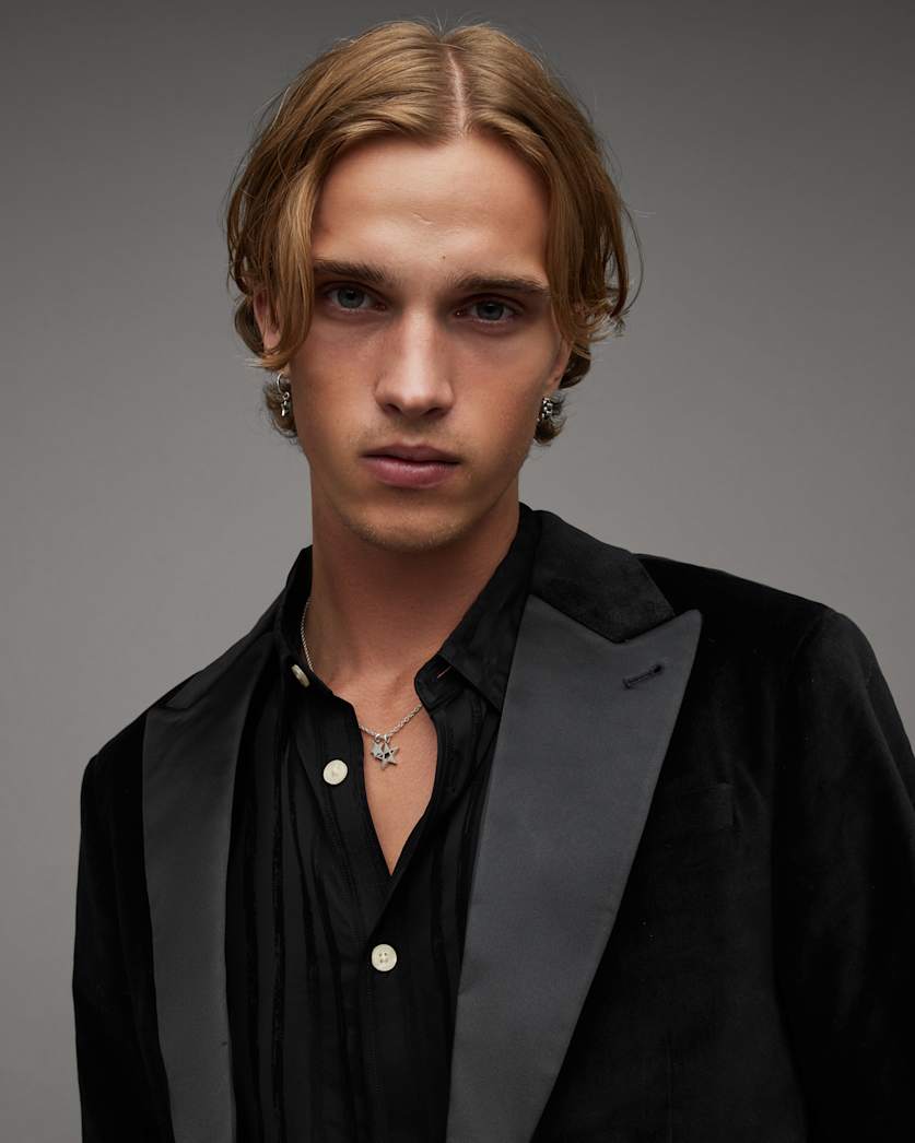 Lyra Satin Trim Velvet Slim Fit Blazer