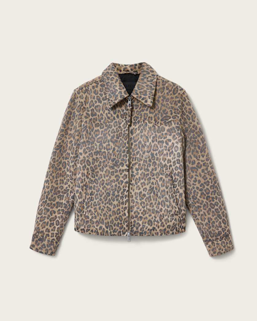 Dellcot Leopard Print Suede Jacket