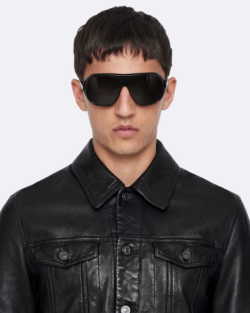 Leather trucker jacket