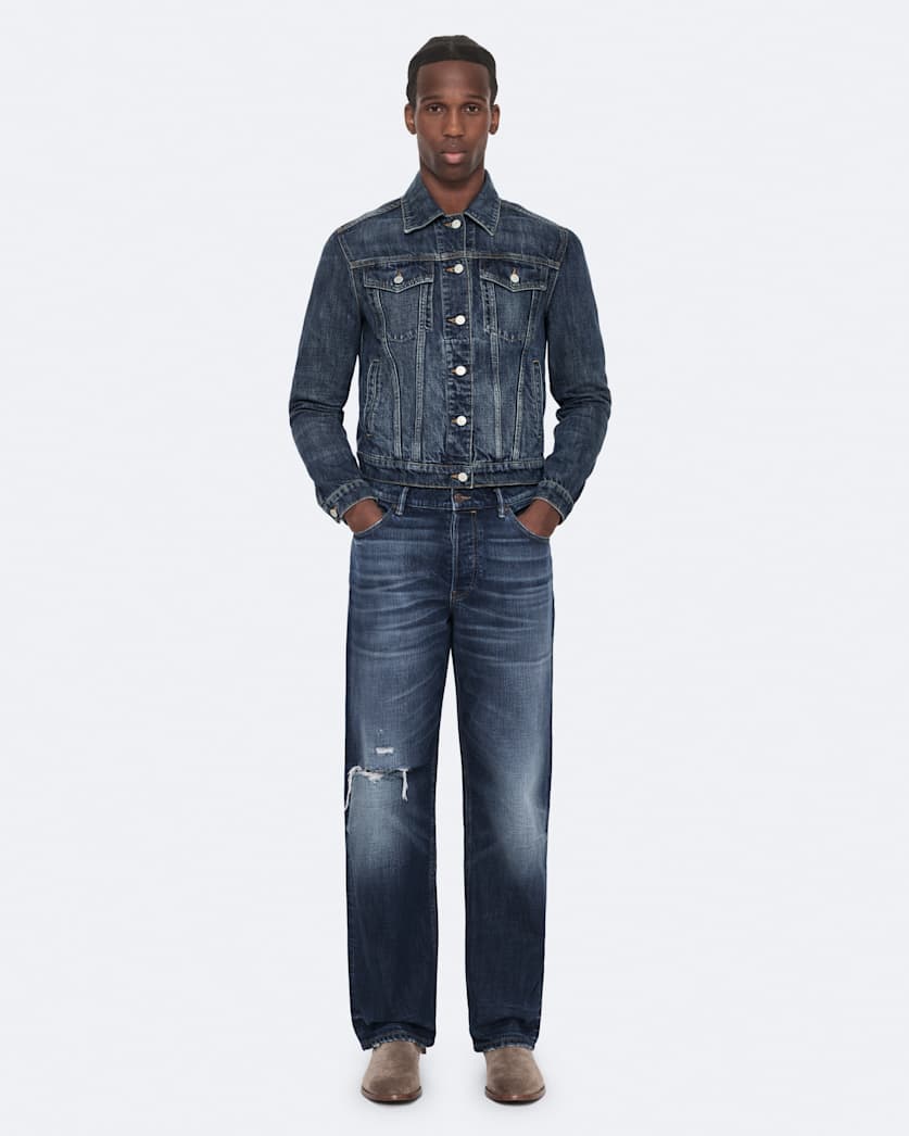 Destroy Mid Indigo Loose Straight-Leg Jeans
