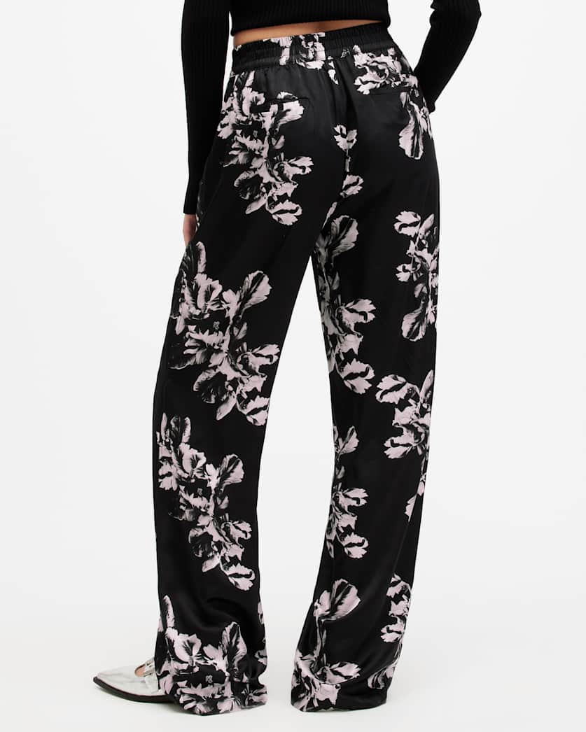 Charli Silk Blend Wide Leg Floral Trousers