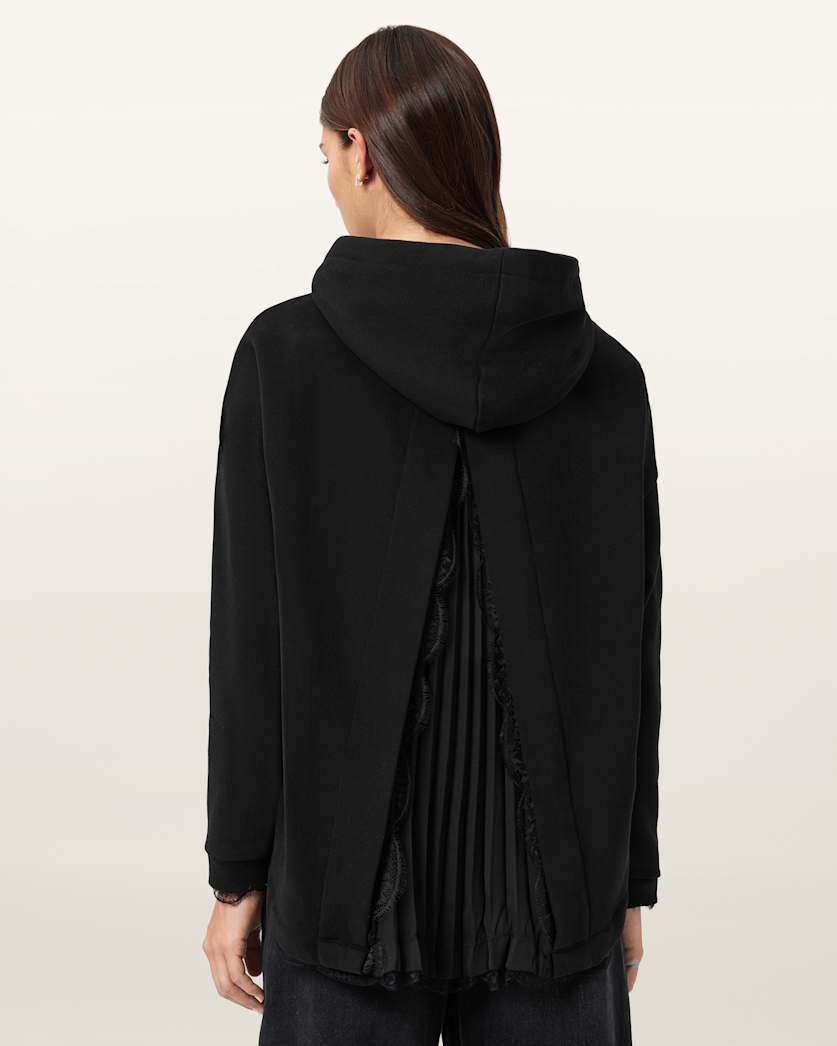 Nia Lace Relaxed FIt Hoodie Black | ALLSAINTS US