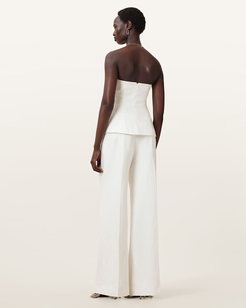 Bonnie Tailored Wide-Leg Linen Blend Trousers