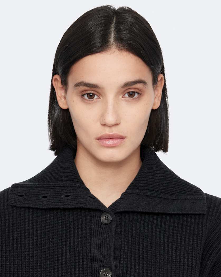 Cropped merino wool cardigan