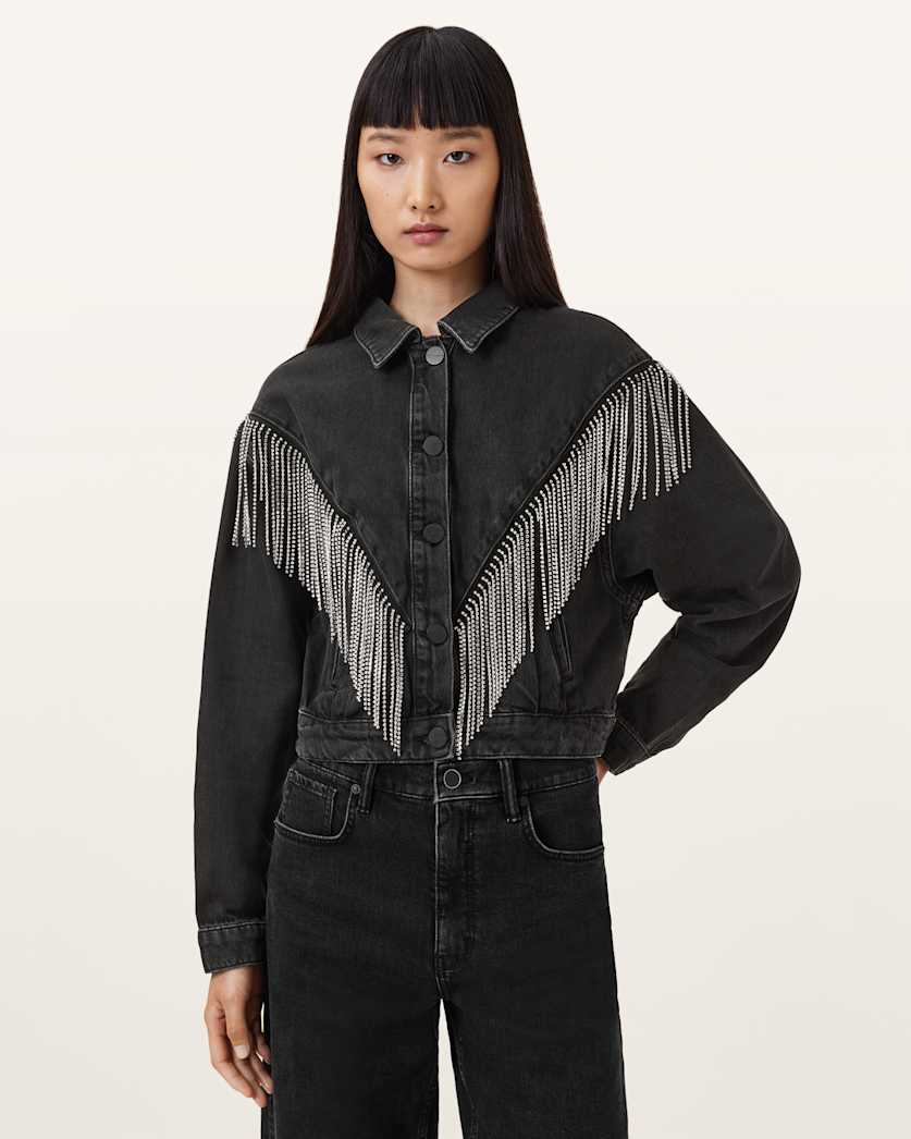 Marlene Embellished Fringe Denim Jacket