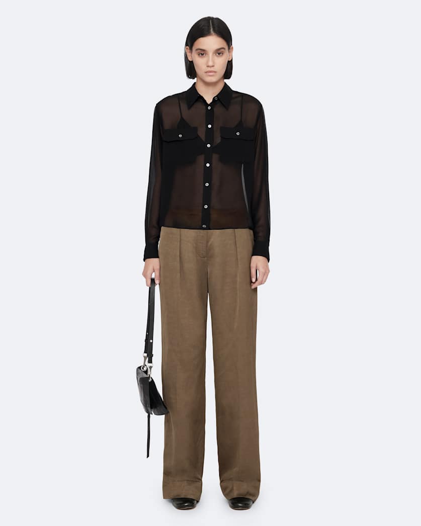 Relaxed pleated satin trousers