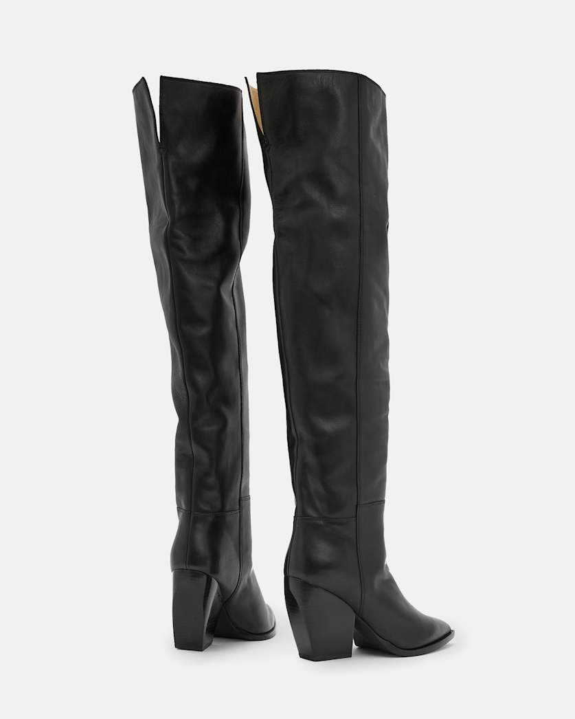 Reina Knee High Pointed Leather Boots
