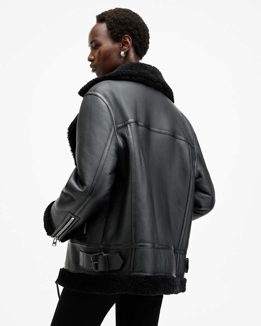 Sola Oversized Shearling Biker Jacket