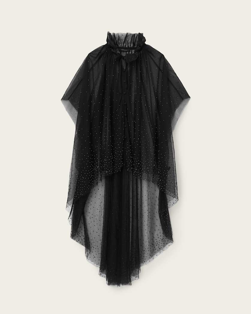 Sez Embellished Tulle Cape