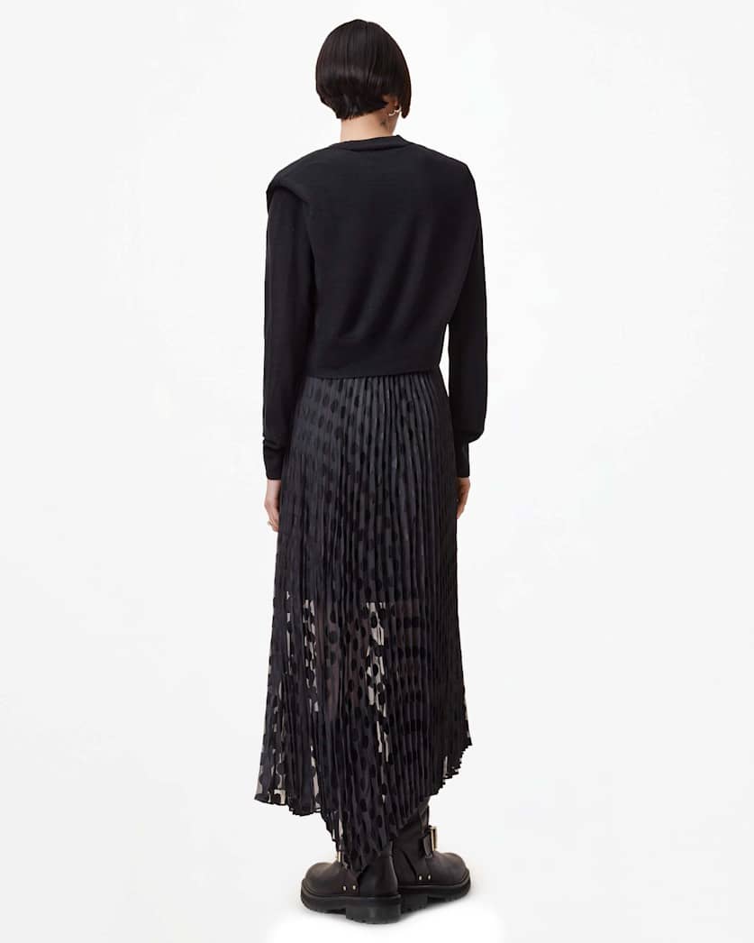 Leia Dott 2-In-1 Pleated Midi Dress