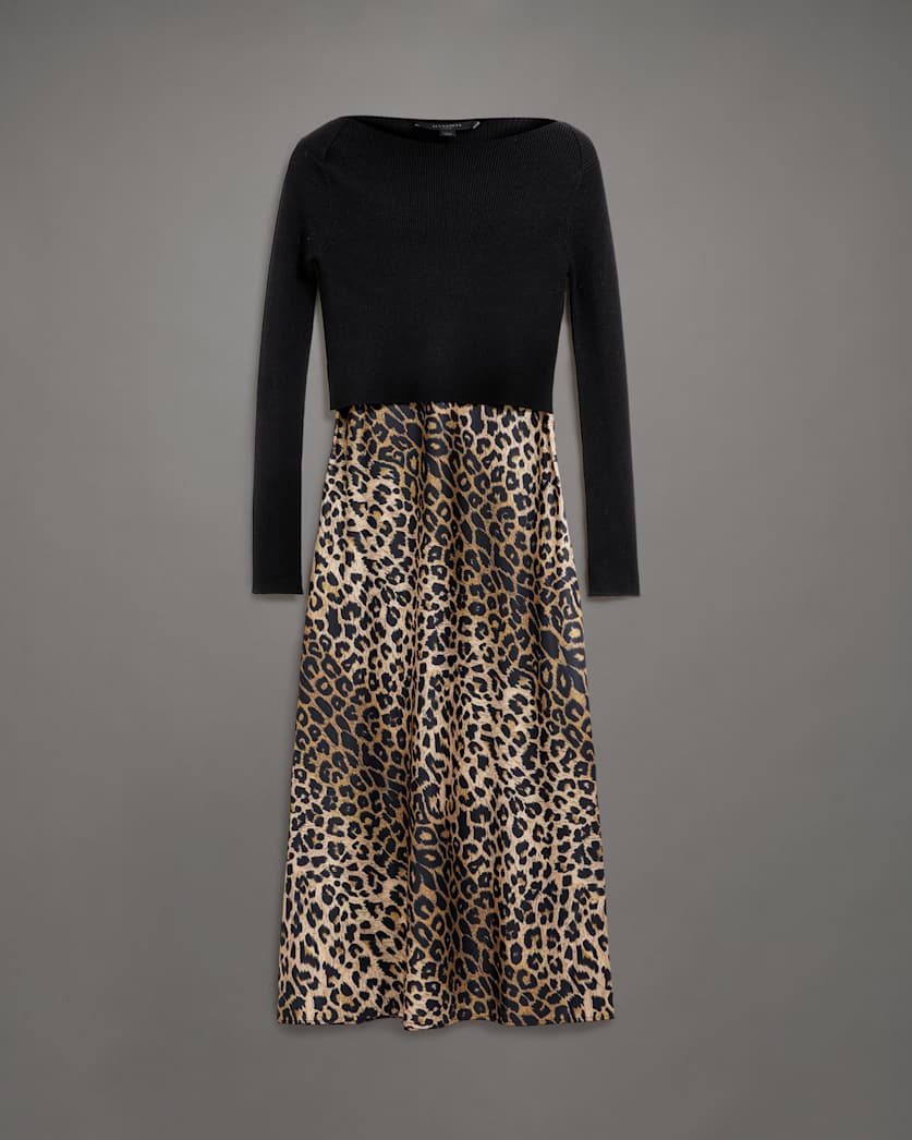 Hera Leopard Print 2-In-1 Midi Dress