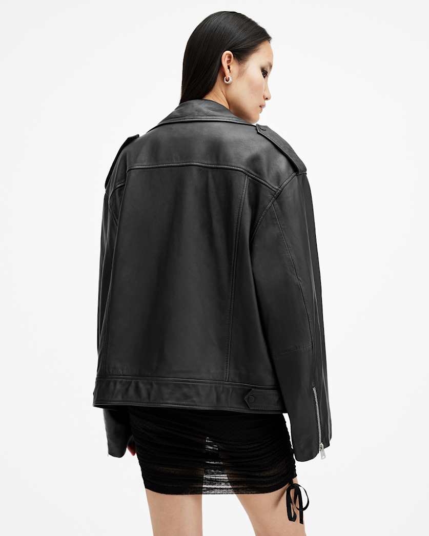 Daylen Oversized Leather Biker Jacket