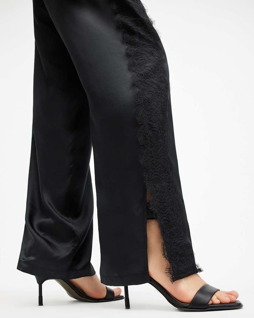 Mari Silk Blend Lace Trim Jumpsuit