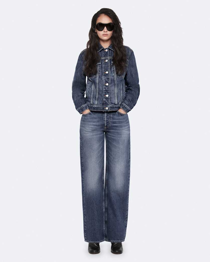 Straight leg mid-rise denim jeans
