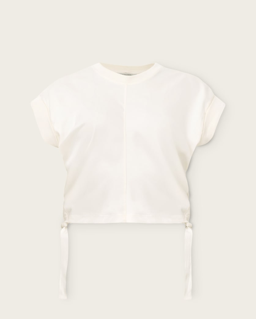 Mira Cropped Satin Drawcord T-Shirt