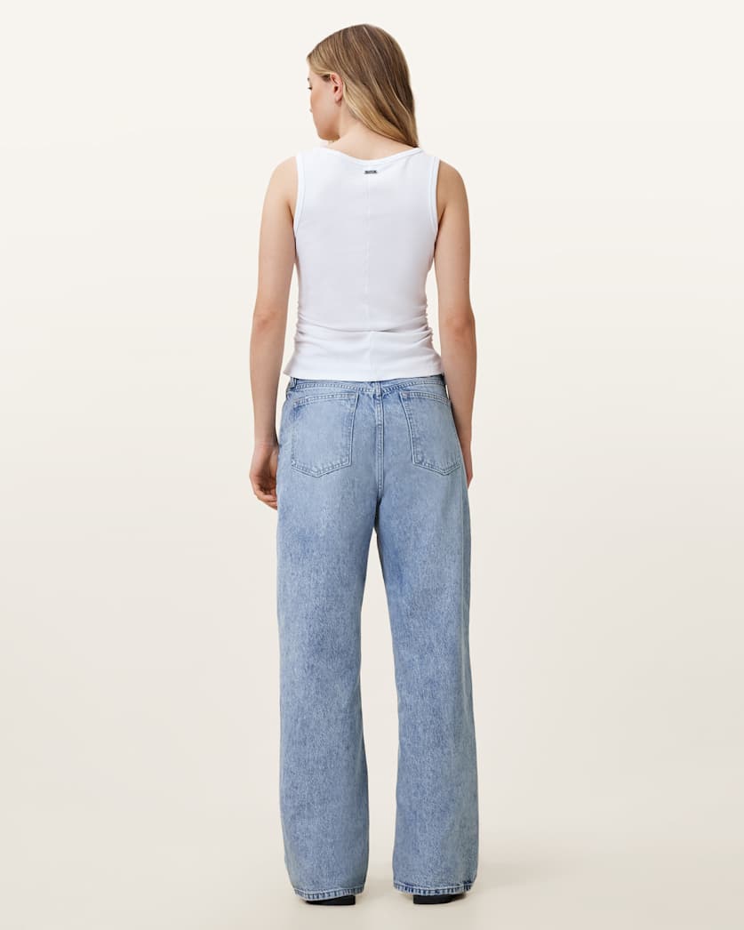 Blake Frayed Wide Leg Denim Jeans