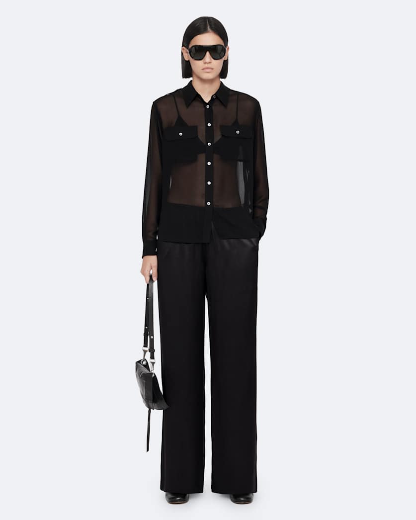 Crepe elasticated wide-leg trousers