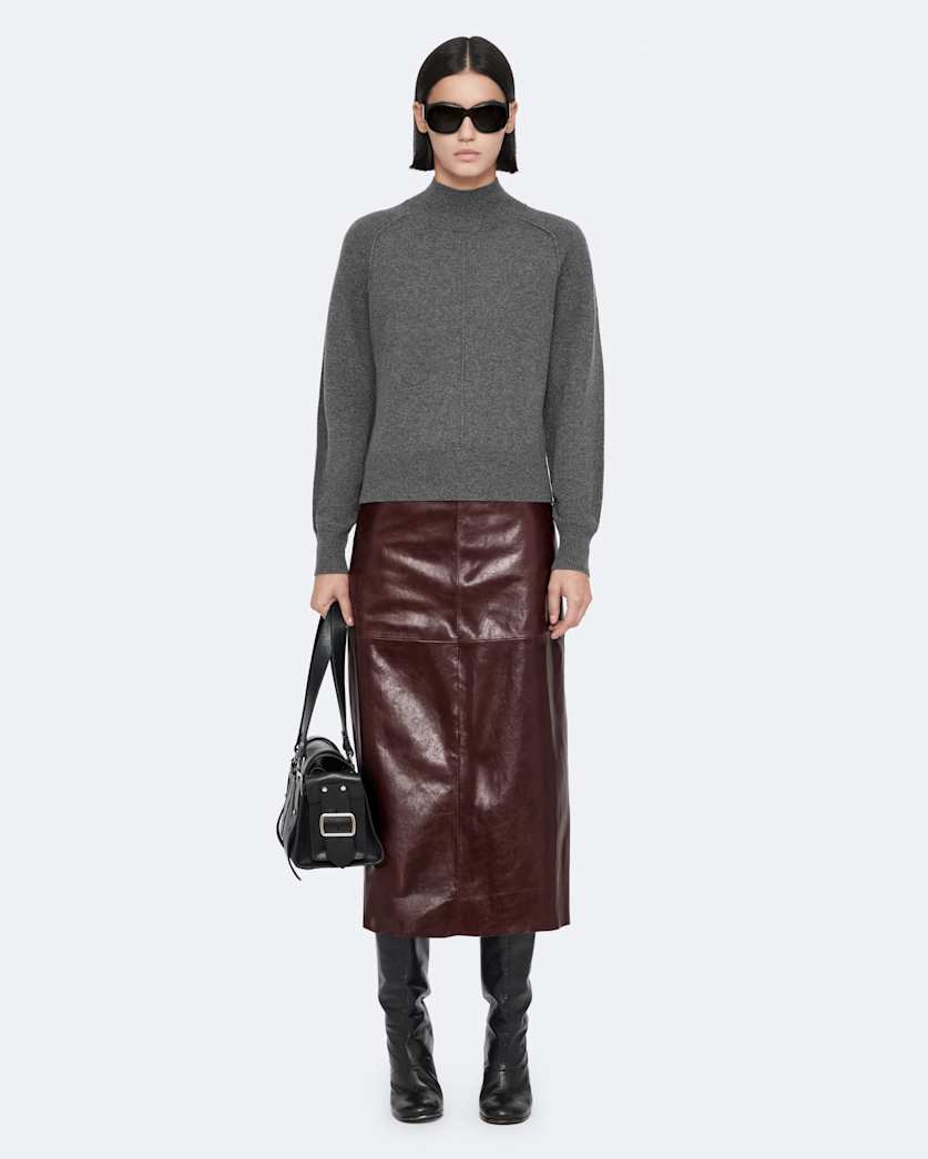 Olivia Leather Midi Skirt