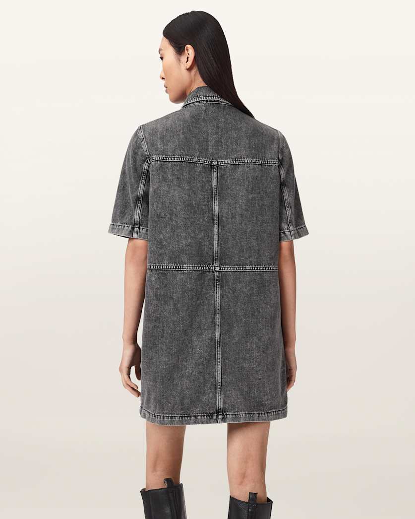 Rock Denim Mini Dress Washed Grey | ALLSAINTS