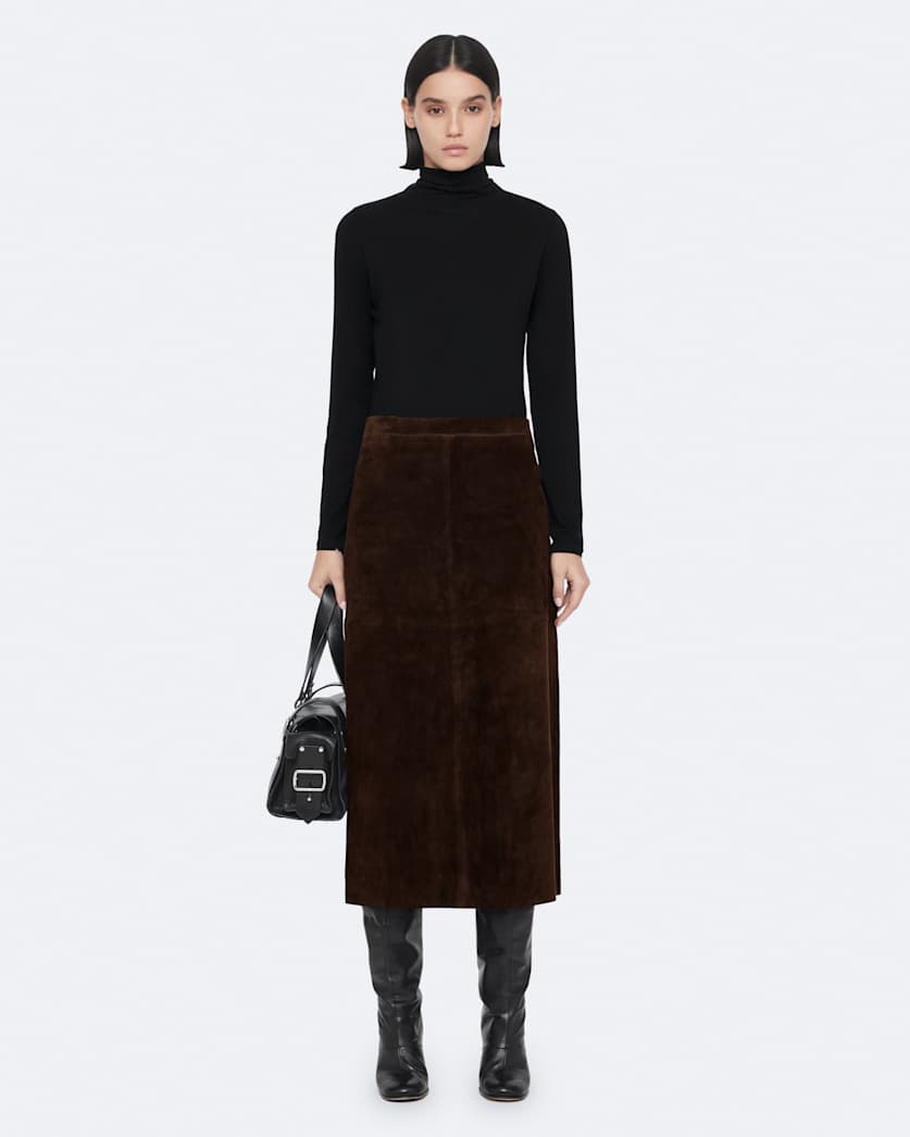 Olivia Suede Midi Pencil Skirt