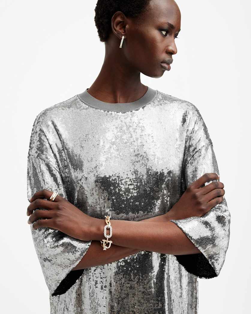 Opal Sequin T-Shirt Mini Logo Dress