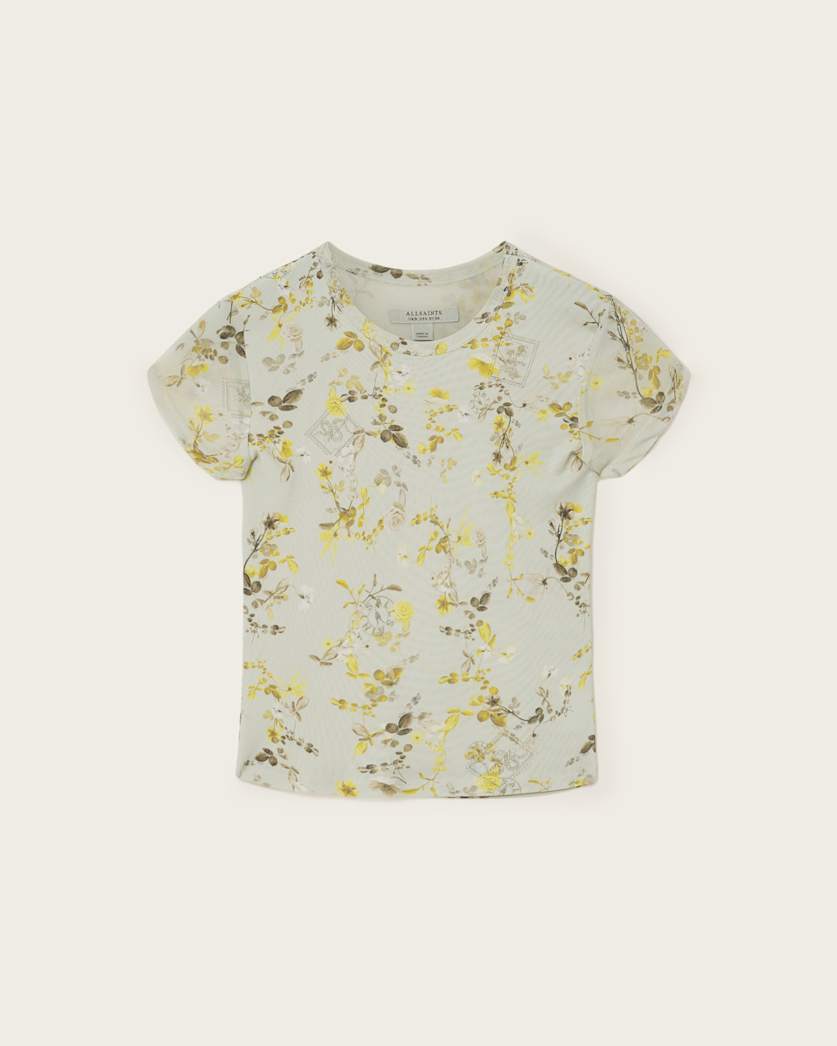 Ellie Mesh Floral Print Slim T-Shirt