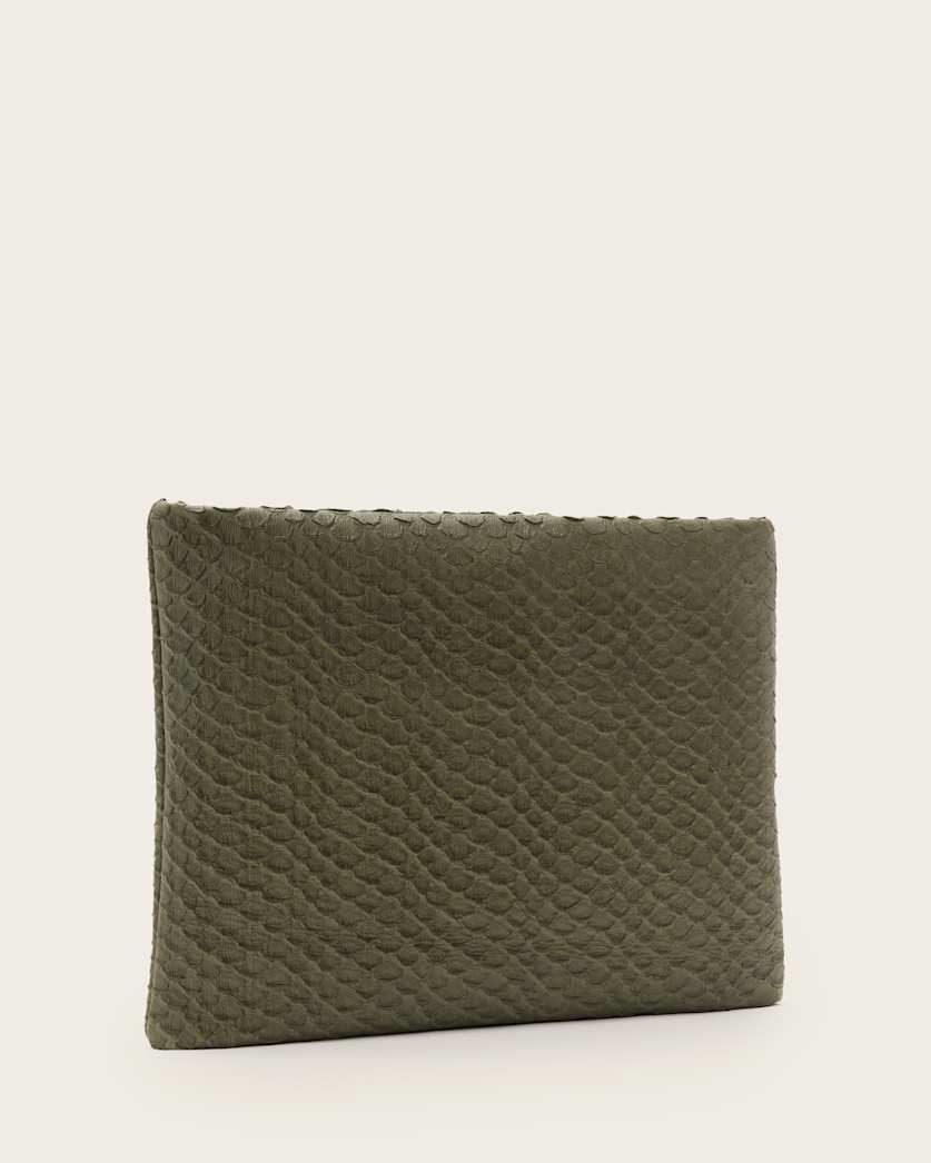 Bettina Snake-Effect Leather Clutch
