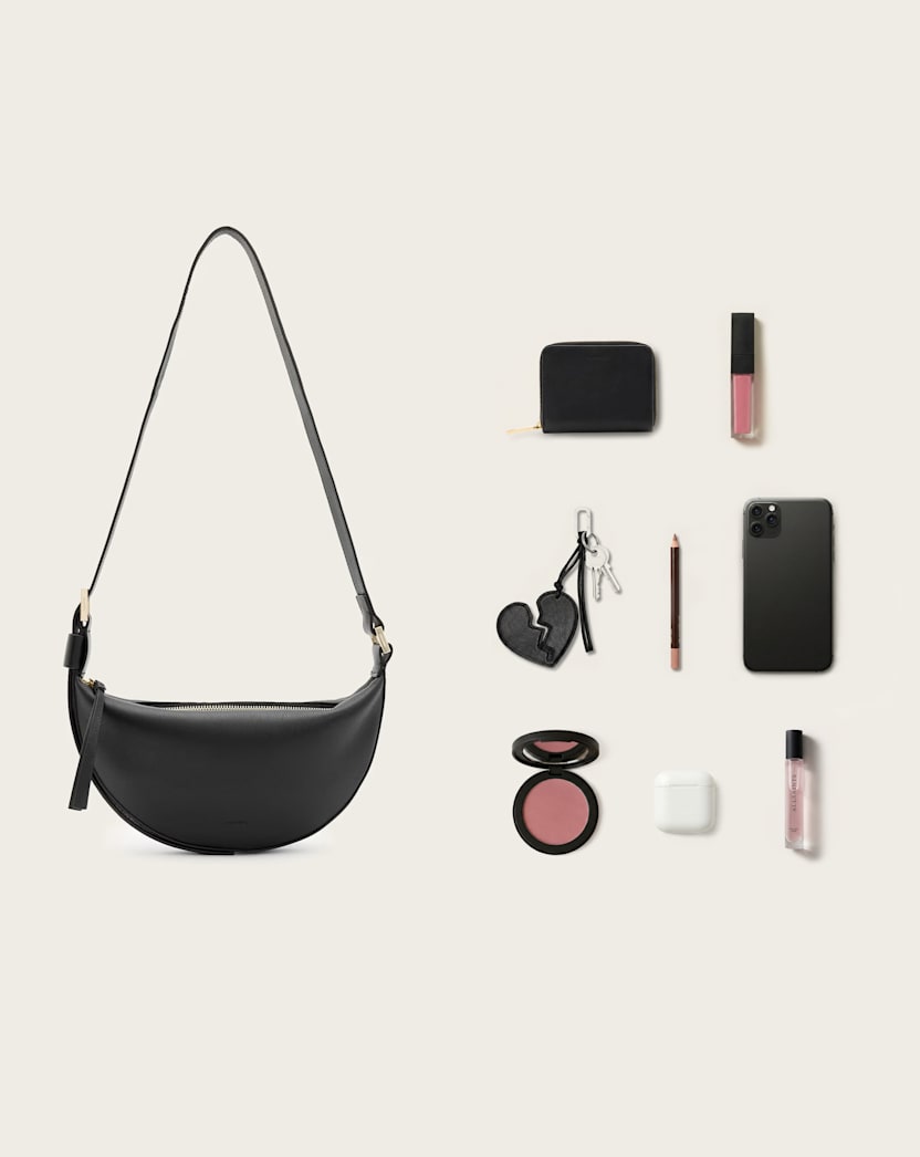 Half Moon Leather Crossbody Bag
