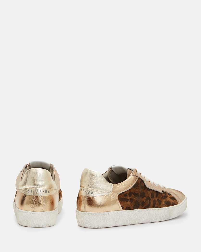 Sheer Leopard Print Leather Trainers
