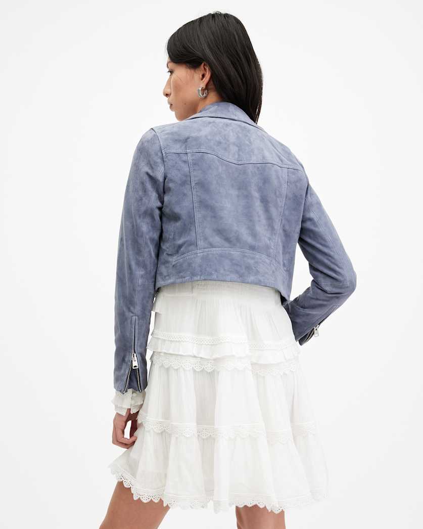 Dalby Slim Fit Cropped Leather Biker Jacket