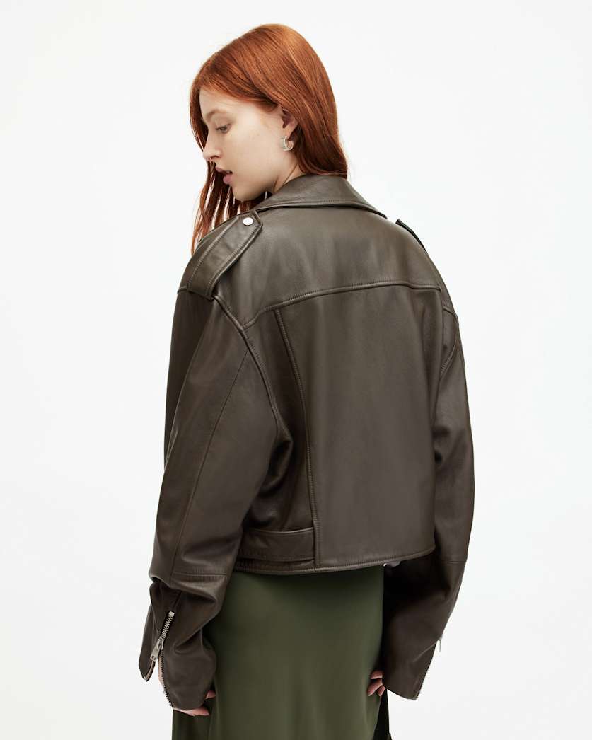 Dayle Oversized Leather Biker Jacket