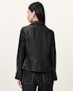 Ellis Leather Funnel Neck Biker Jacket