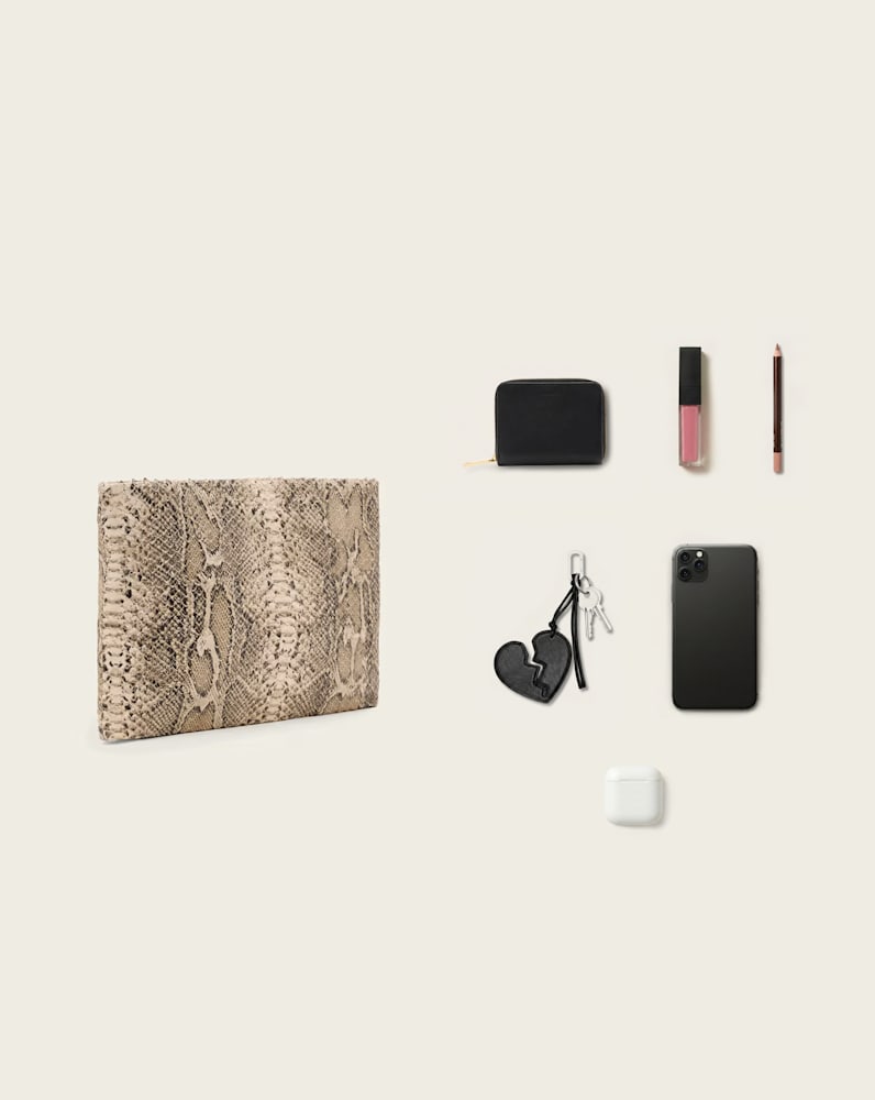 Bettina Leather Snake Clutch Bag