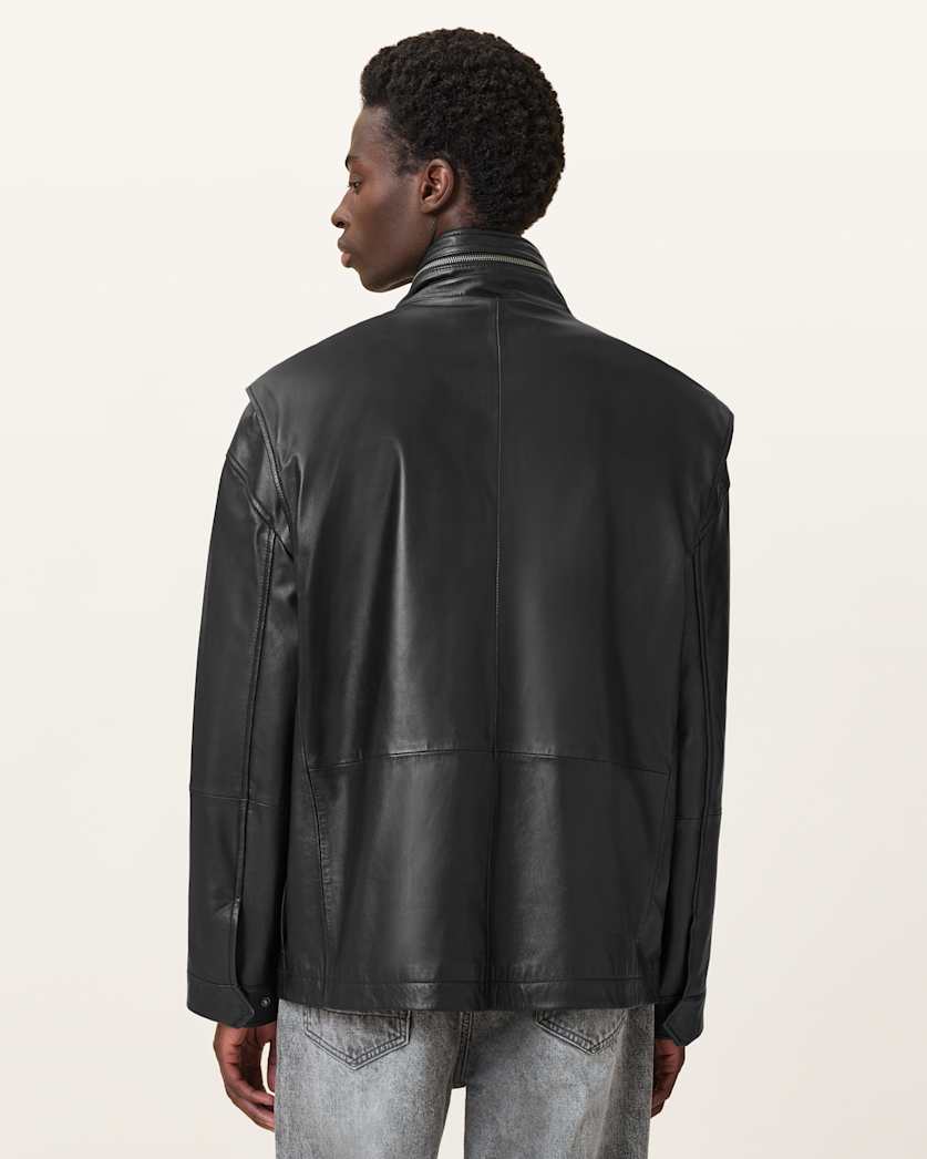 Halton Funnel Collar Leather Jacket