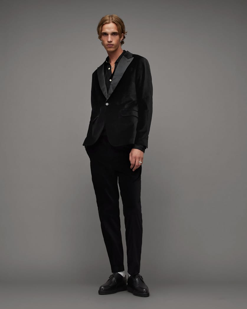 Lyra Satin Trim Velvet Slim Fit Blazer