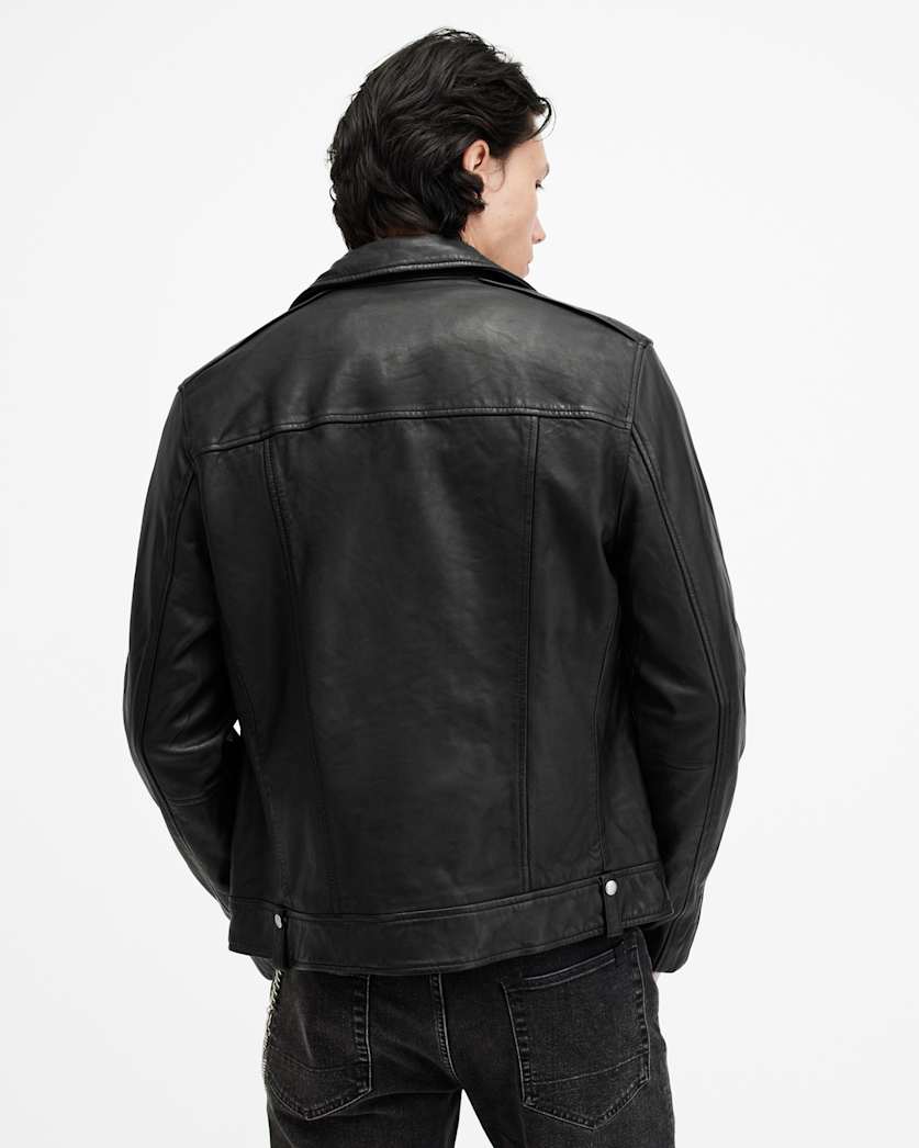 Milo Asymmetric Zip Leather Biker Jacket