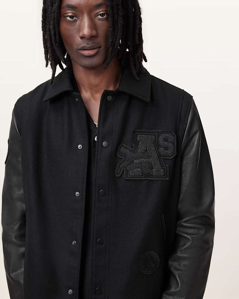 Warrenton Leather Sleeve Bomber Jacket